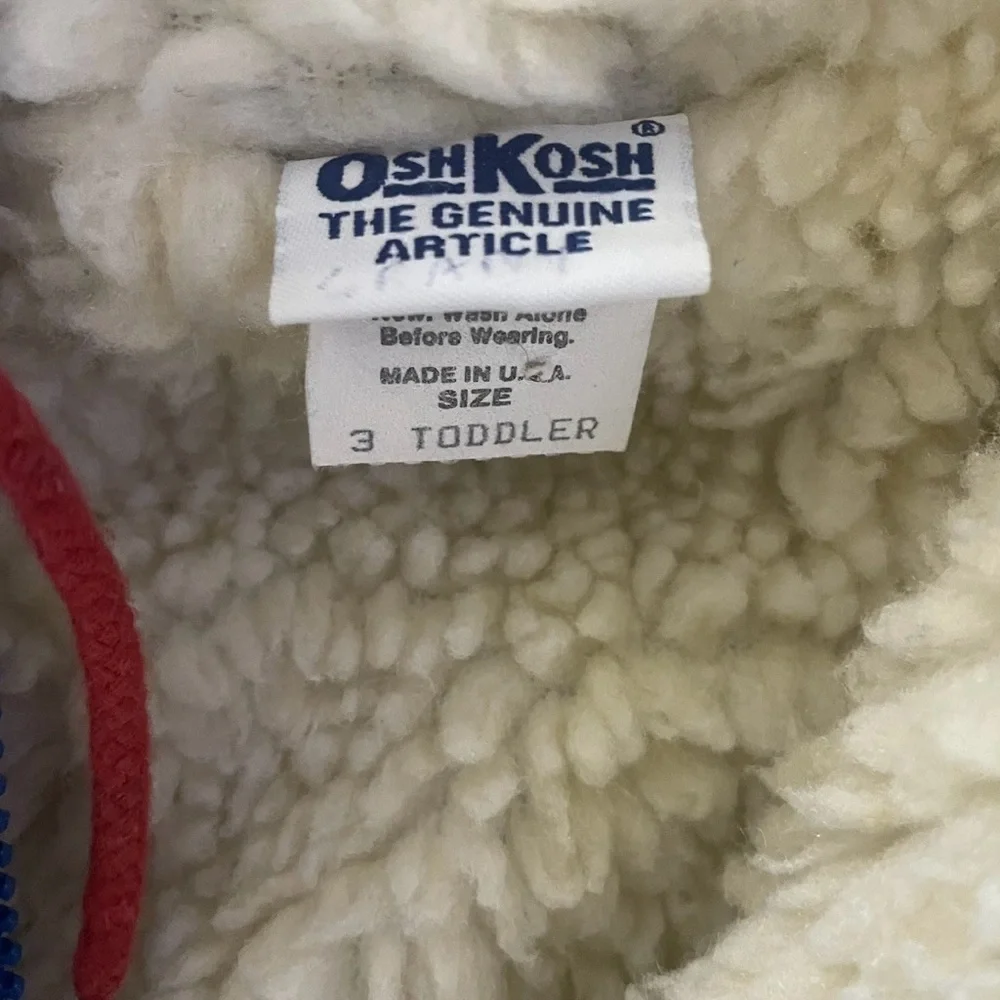 Vintage OshKosh Blue Corduroy Hooded Jacket Sherpa Lined Toddler 3T Cozy